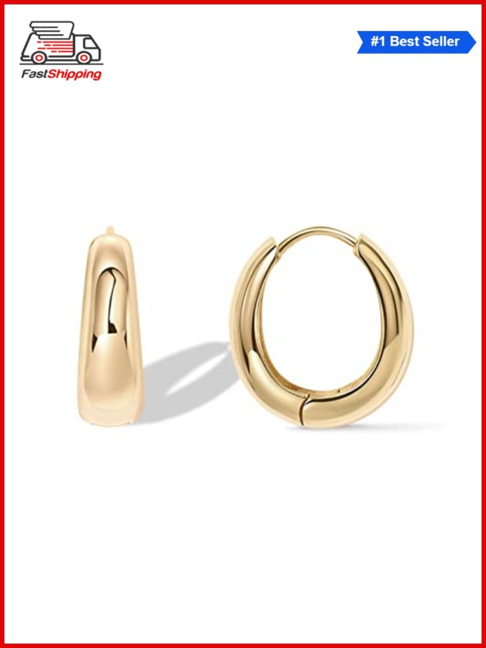 ✨PAVOI Gold Hoop Earrings for Women, 14K Gold Plated Small Chunky Hoops